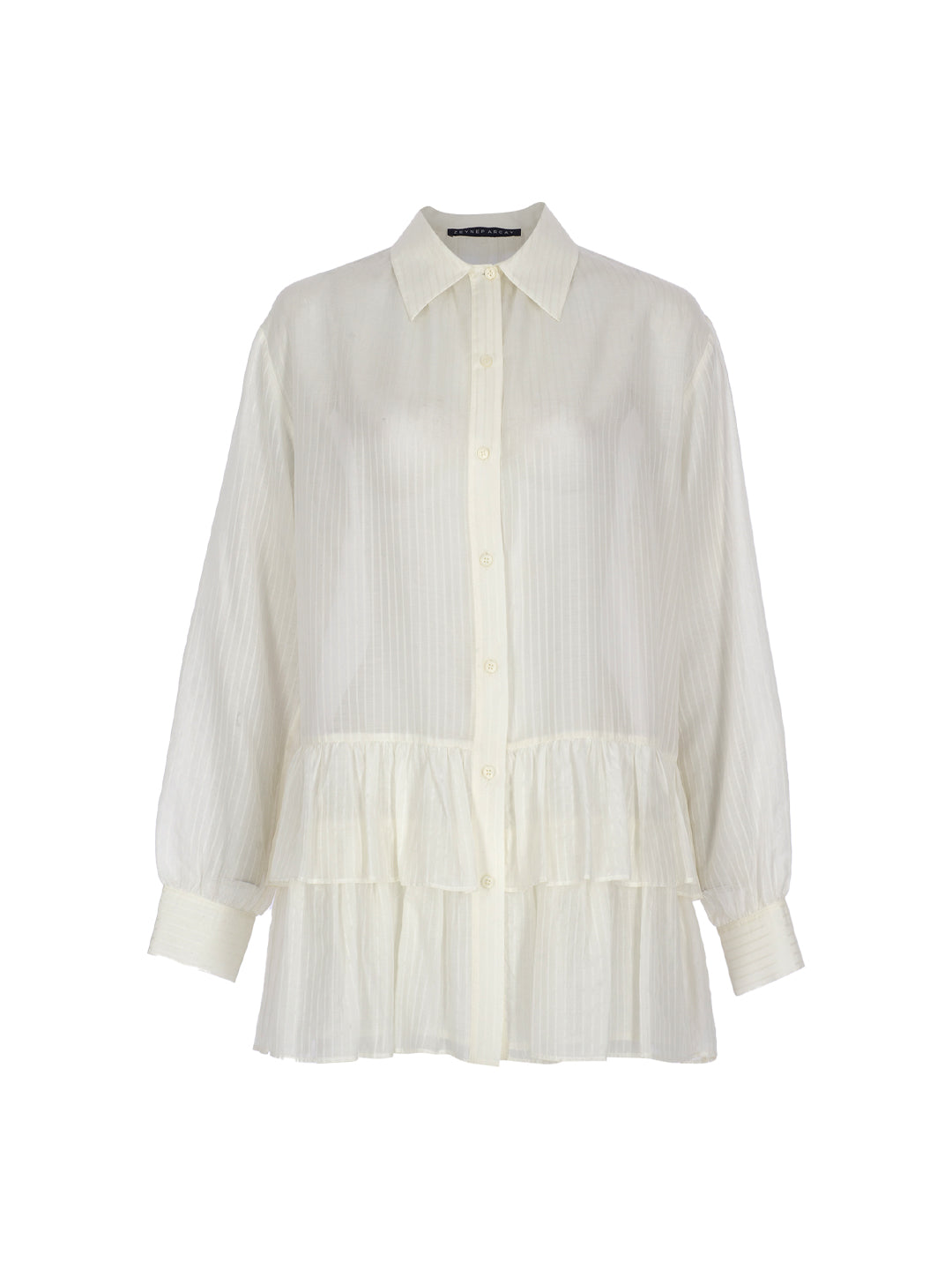 Silk Cotton Frilled Shirt Dress