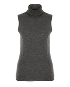 Sleveless Cashmere Turtleneck Top