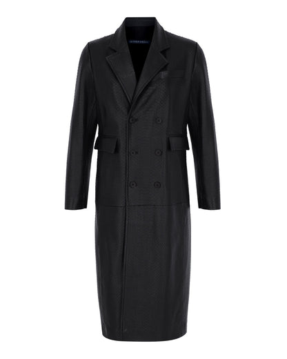 Snakeprint Leather Coat