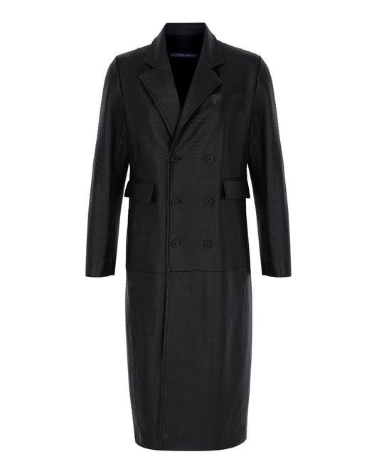 Snakeprint Leather Coat