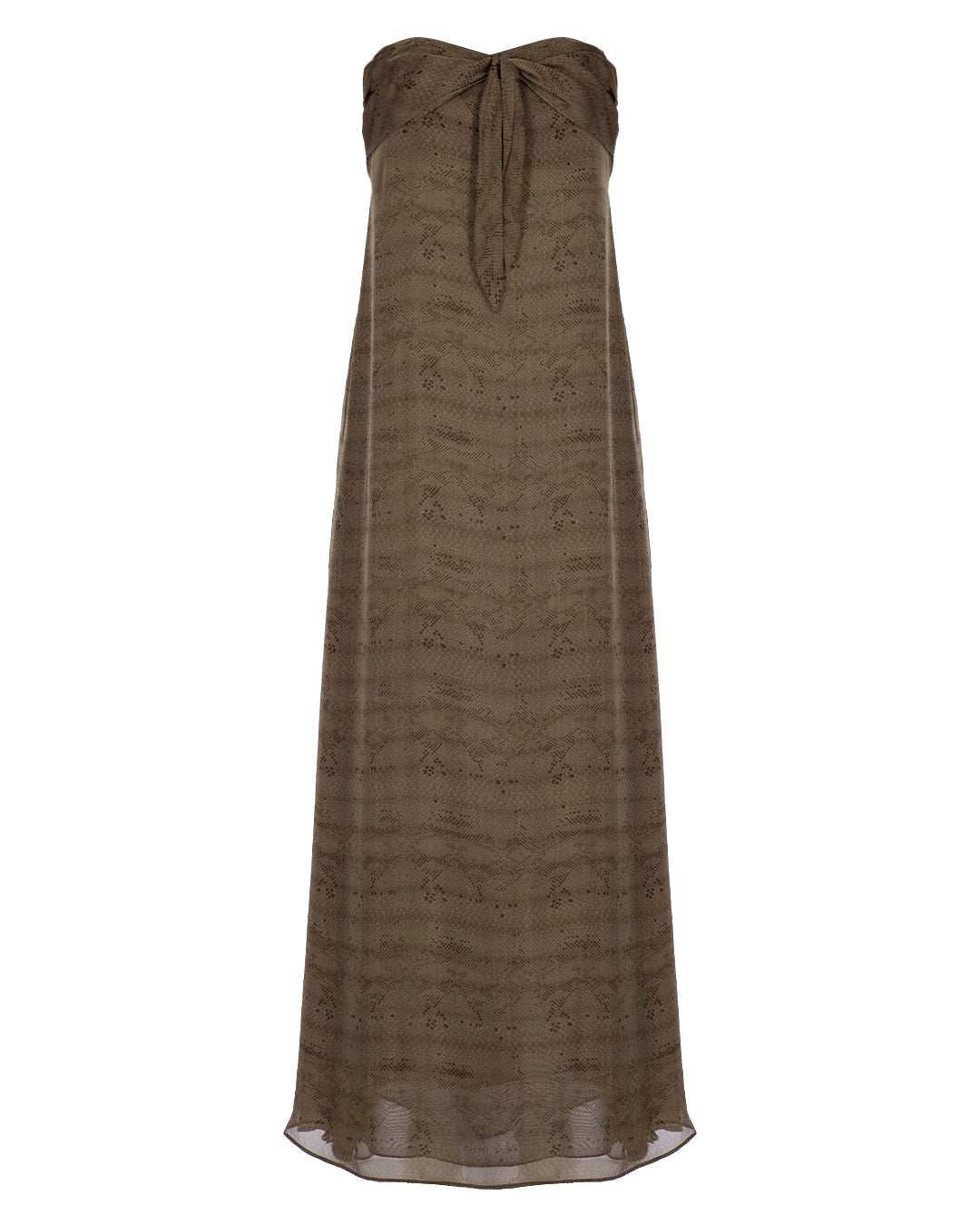 Snakeprint Silk Strapless Dress