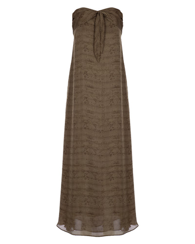 Snakeprint Silk Strapless Dress