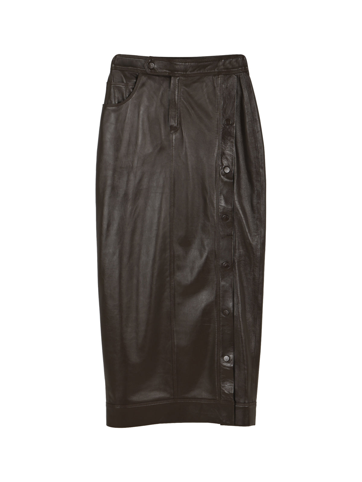Snapped Maxi Leather Skirt