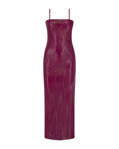 Stiched Leather Midi Dress