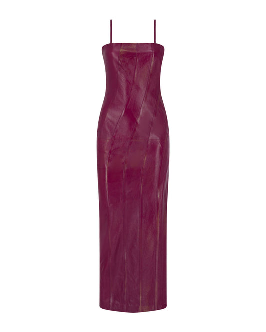 Stiched Leather Midi Dress