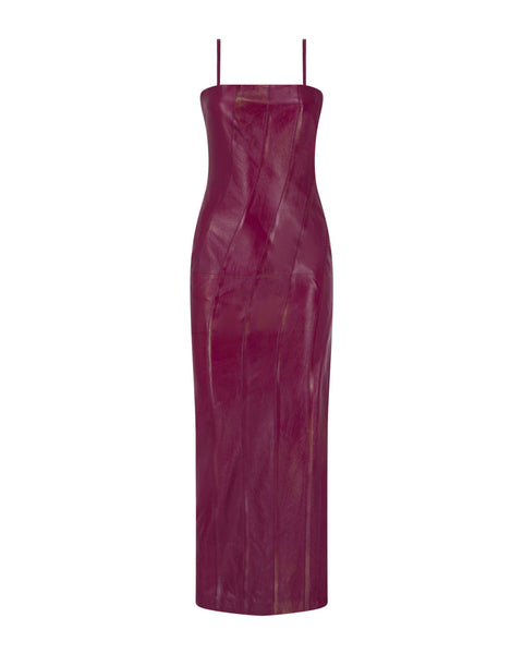 Stitched Leather Midi Dress 2