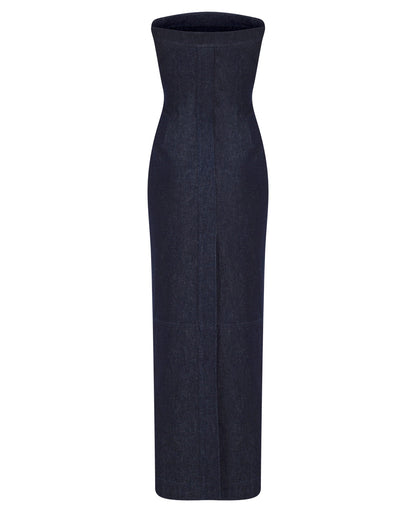 Strapless Denim Maxi Dress