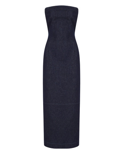 Strapless Denim Maxi Dress