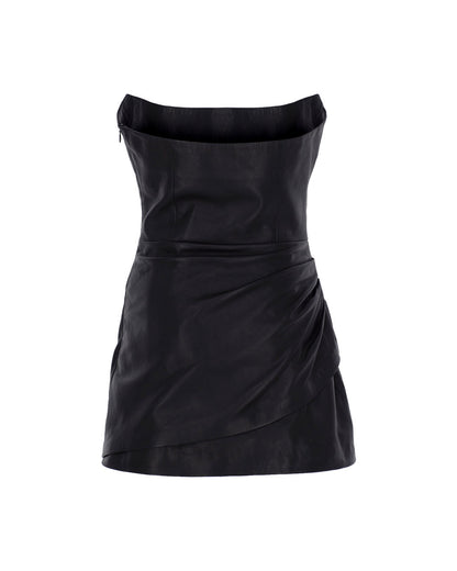 Strapless Leather Mini Dress