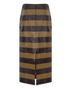 Striped Leather Pencil Skirt
