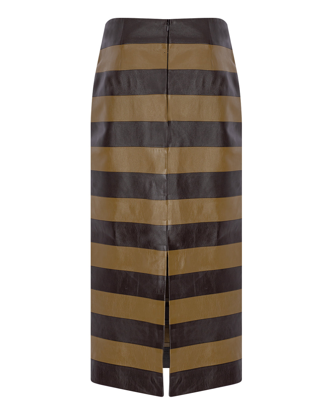 Striped Leather Pencil Skirt