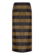 Striped Leather Pencil Skirt