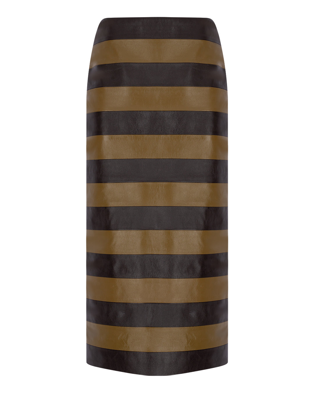 Striped Leather Pencil Skirt