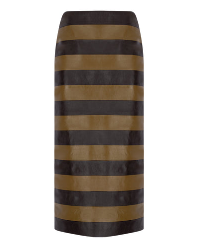 Striped Leather Pencil Skirt