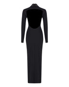 Technical Wool Maxi Dress w Leather