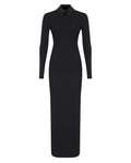 Technical Wool Maxi Dress w Leather