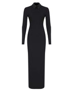 Technical Wool Maxi Dress w Leather