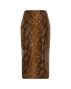 U-Slit Leather Pencil Skirt