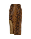 U-Slit Leather Pencil Skirt