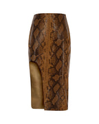 U-Slit Leather Pencil Skirt