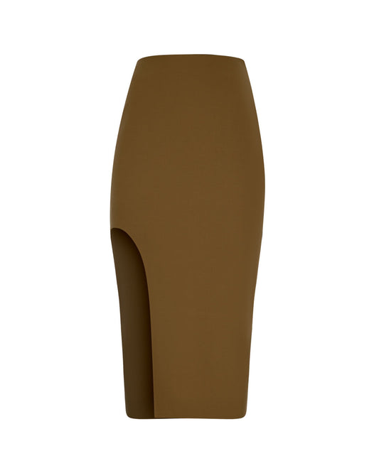 U-Slit Wool Pencil Skirt