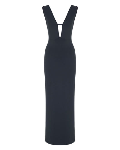 V-Neck Scuba Maxi Dress