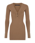 V Neck Mini Knit Dress