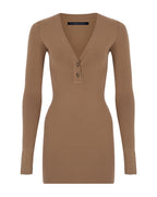 V Neck Mini Knit Dress