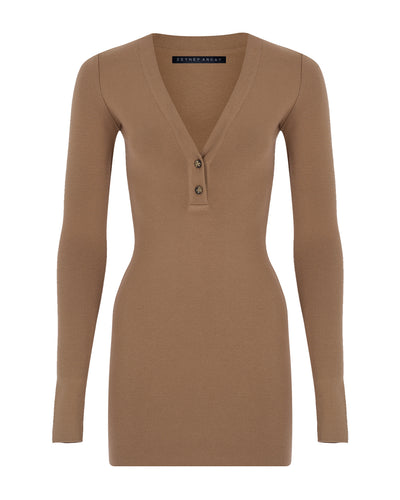 V Neck Mini Knit Dress