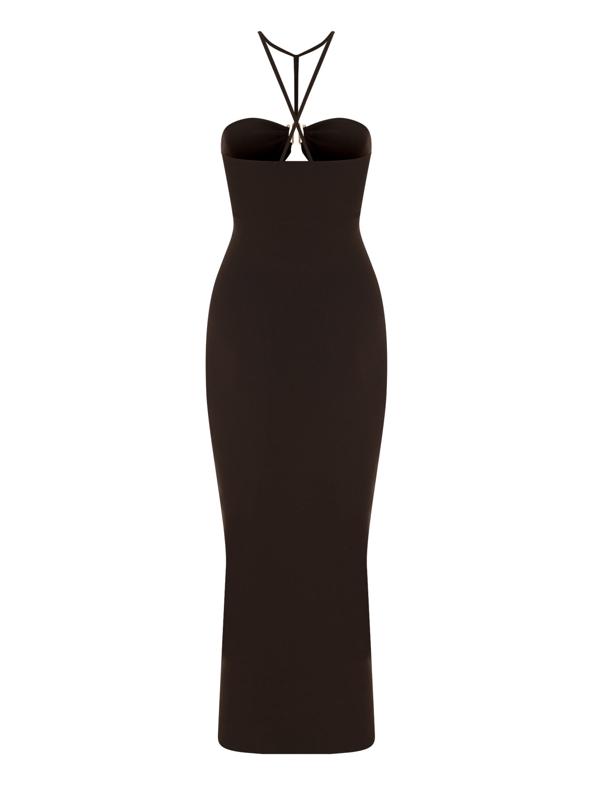Y Neck Knit Midi Dress