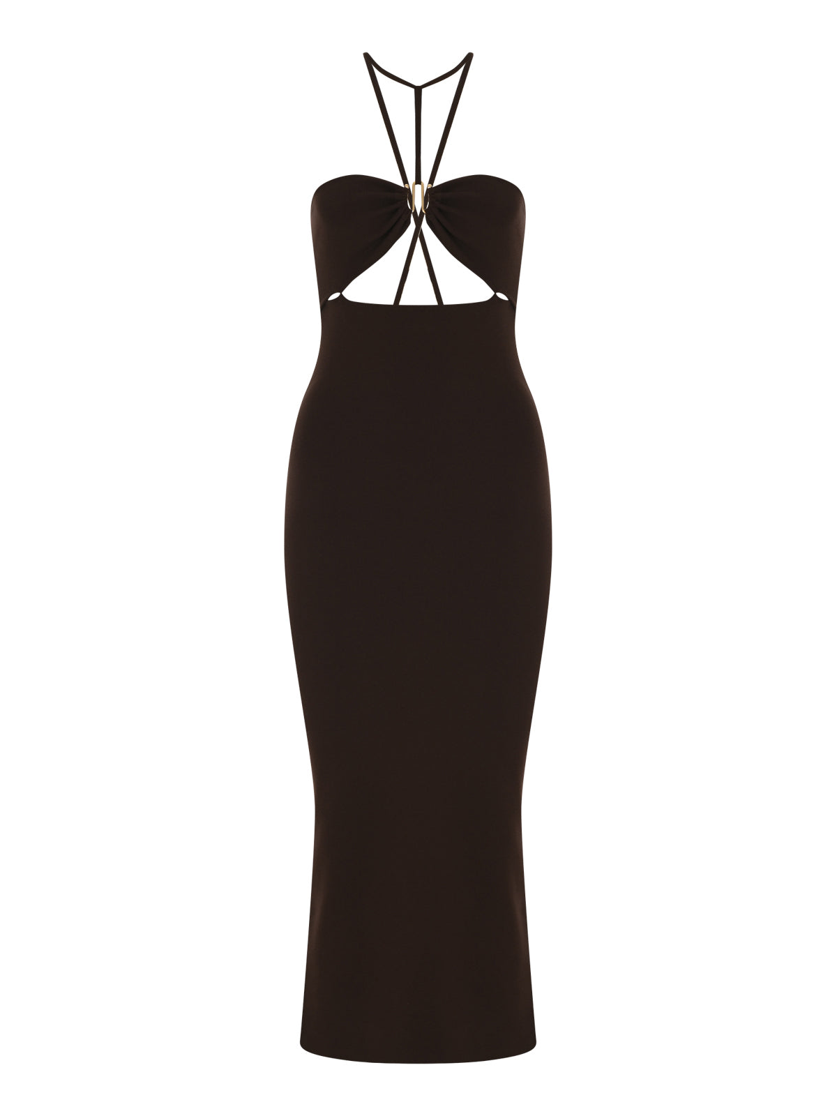 Y Neck Knit Midi Dress
