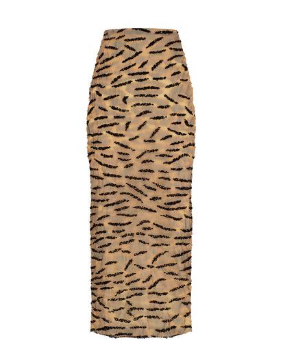 Zebra Print Sequin Pencil Skirt