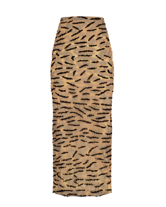 Zebra Print Sequin Pencil Skirt