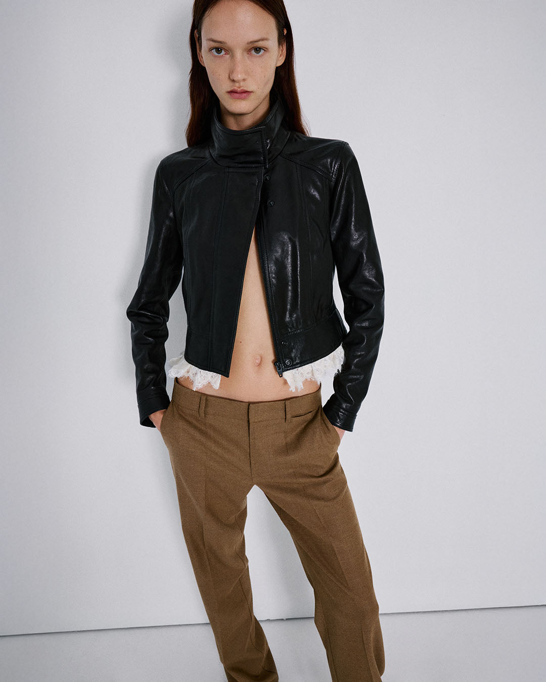 Mini Leather Biker with Lace – Zeynep Arcay