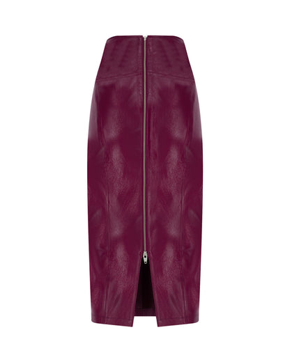 Zipped Leather Pencil Skirt
