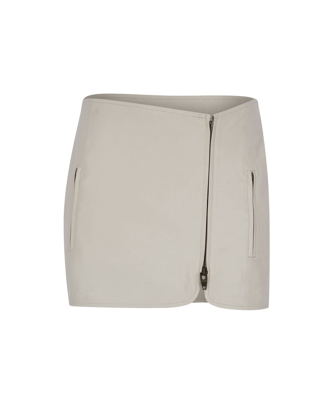 Zipped Mini Leather Skirt