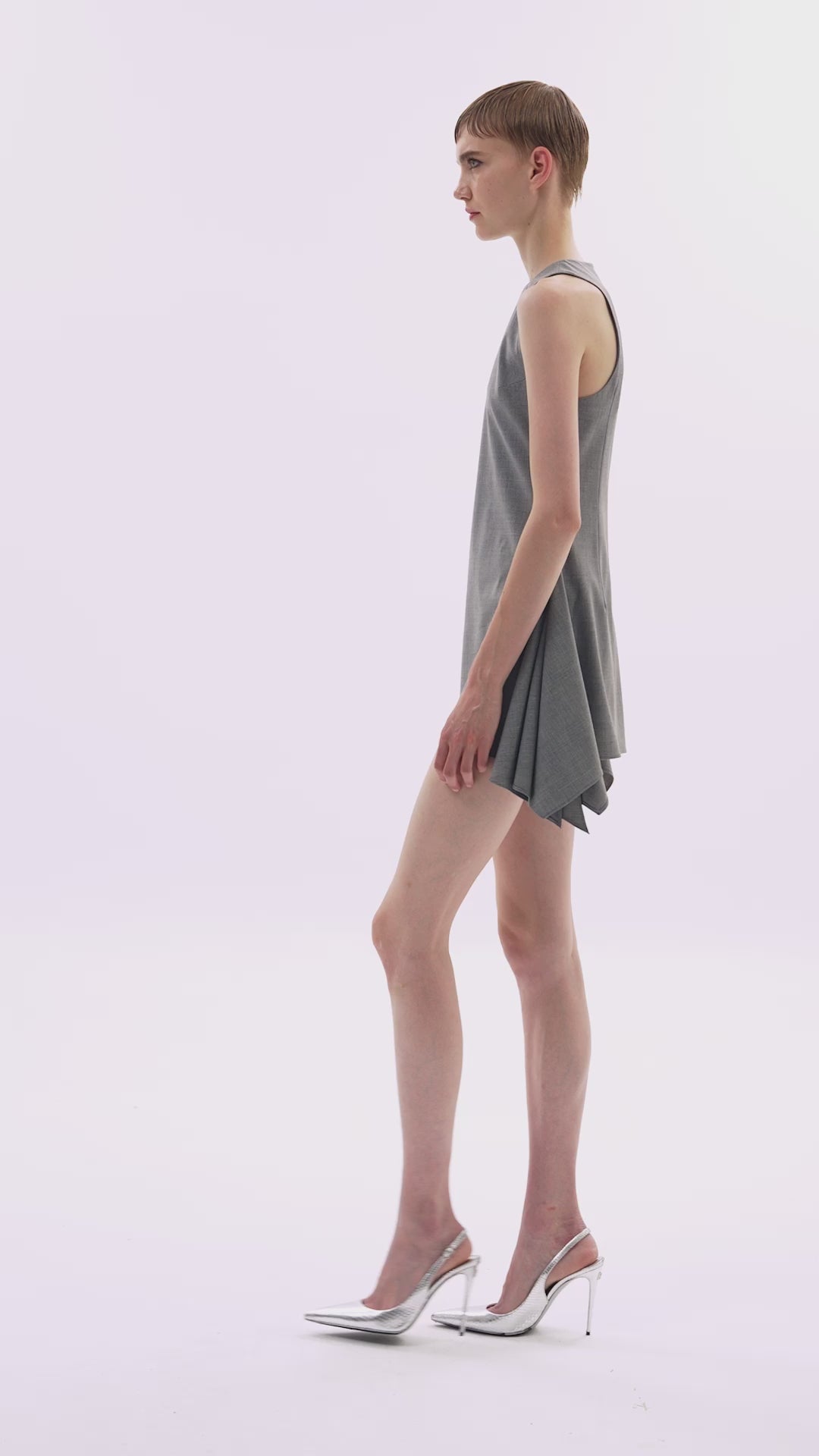 Flared Mini Wool Dress